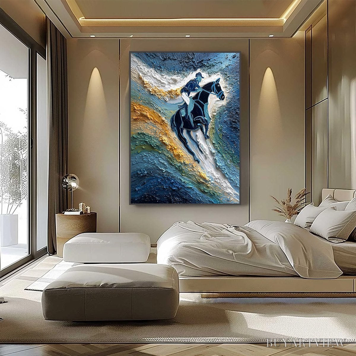BUYARTVIEW Surge of Power – Textured Impasto Equestrian Horse Sport Oil Painting - image 6