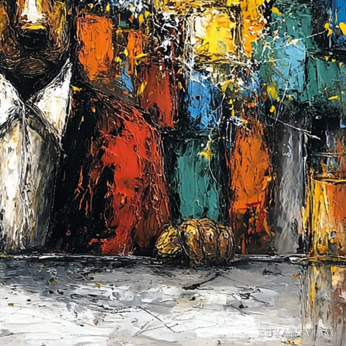 BUYARTVIEW After Hours Abstract Dog Oil Painting | Colorful Modern Art - image 5