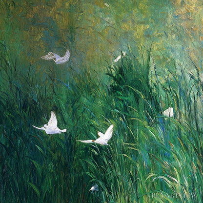BUYARTVIEW Emerald Flight – Vibrant Nature Painting of Birds Over a Serene Pond - image 5
