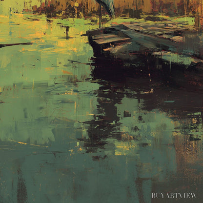 BUYARTVIEW Heron'S Repose – Expressive Vertical Wildlife Painting of a Heron at Sunset - image 3