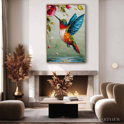 BUYARTVIEW Hummingbird Radiance – Impasto Colorful Wildlife Oil Painting - image 5