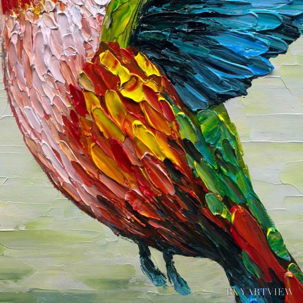 BUYARTVIEW Hummingbird Radiance – Impasto Colorful Wildlife Oil Painting - image 6