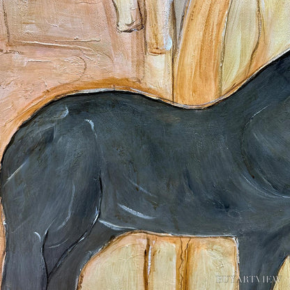 BUYARTVIEW Herd Whispers – Figurative Textured Horse Painting - image 3