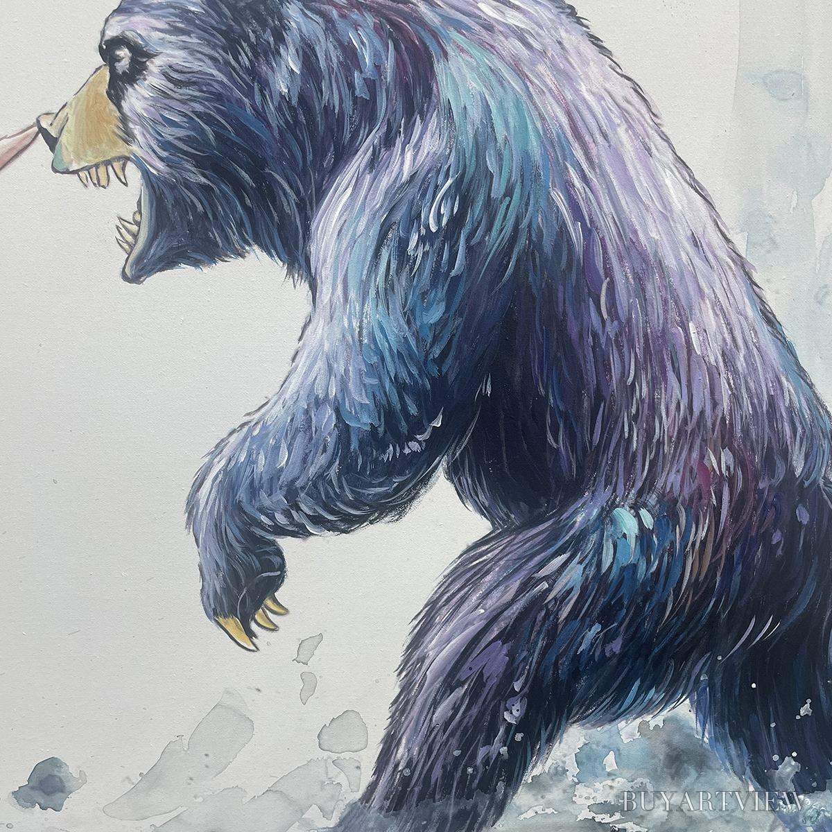BUYARTVIEW Clash of Forces – Panoramic Wildlife Oil Painting - image 3