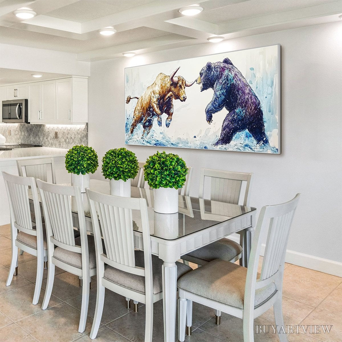 BUYARTVIEW Clash of Forces – Panoramic Wildlife Oil Painting - image 4