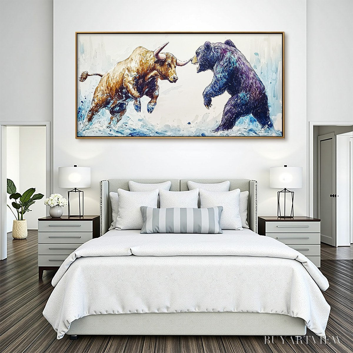 BUYARTVIEW Clash of Forces – Panoramic Wildlife Oil Painting - image 5