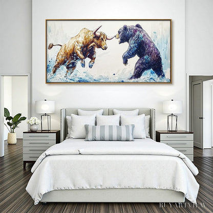 BUYARTVIEW Clash of Forces – Panoramic Wildlife Oil Painting - image 5