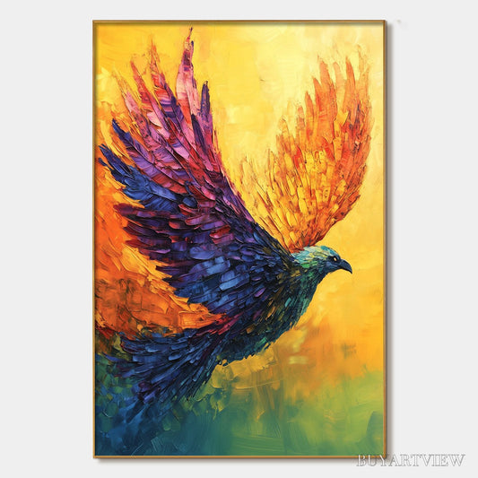 BUYARTVIEW Flight of Fancy – Textured Impasto Bird Oil Painting - image 1