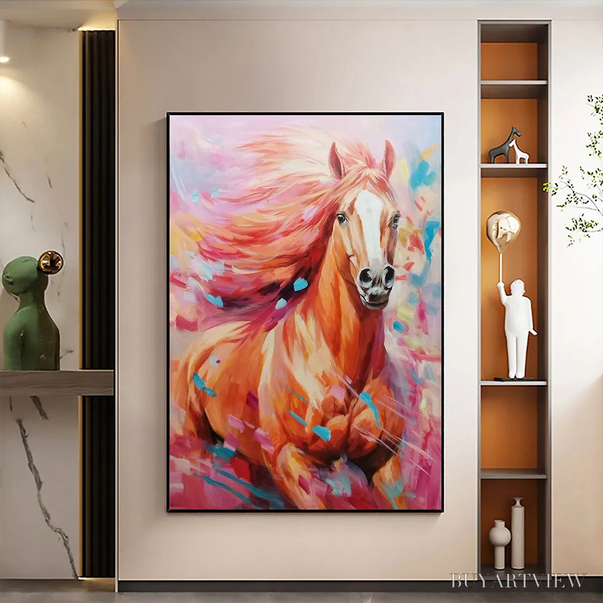 BUYARTVIEW Pink Fire – Colorful Horse Oil Painting on Canvas - image 2