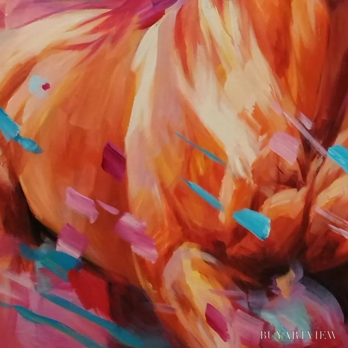 BUYARTVIEW Pink Fire – Colorful Horse Oil Painting on Canvas - image 3