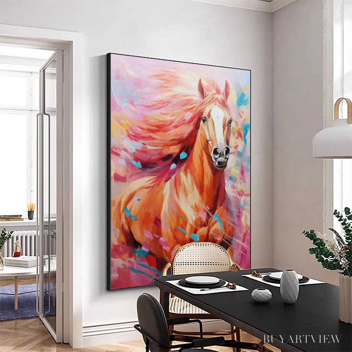 BUYARTVIEW Pink Fire – Colorful Horse Oil Painting on Canvas - image 4