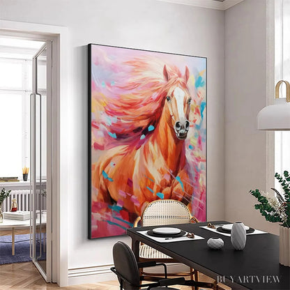 BUYARTVIEW Pink Fire – Colorful Horse Oil Painting on Canvas - image 4