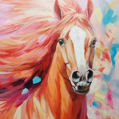 BUYARTVIEW Pink Fire – Colorful Horse Oil Painting on Canvas - image 5