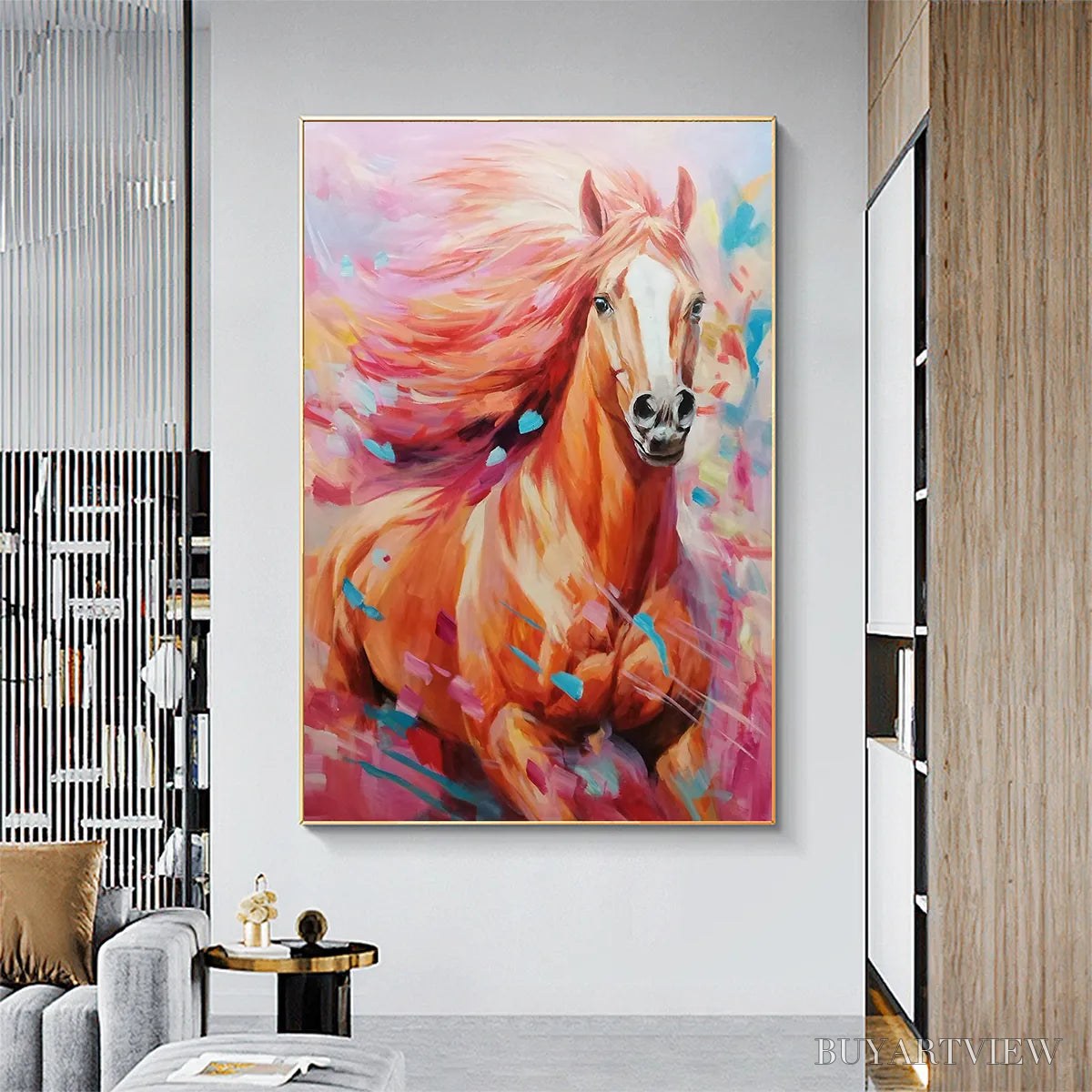 BUYARTVIEW Pink Fire – Colorful Horse Oil Painting on Canvas - image 6