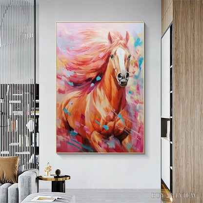 BUYARTVIEW Pink Fire – Colorful Horse Oil Painting on Canvas - image 6
