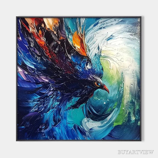 BUYARTVIEW Storm Razor – Dynamic Impasto Bird Painting - image 1