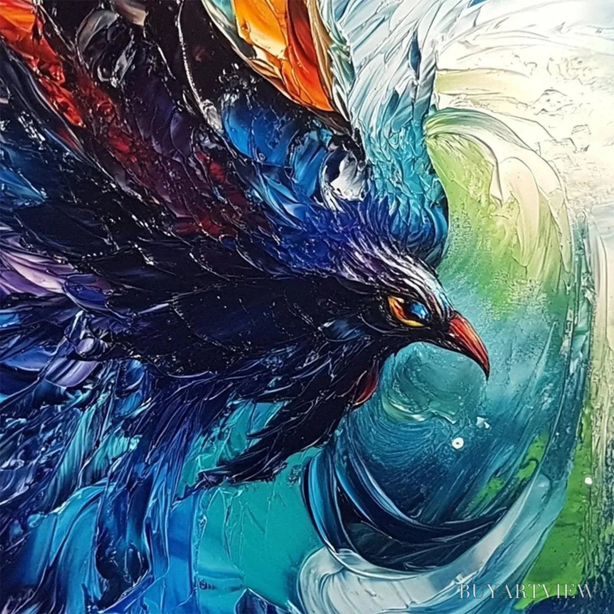 BUYARTVIEW Storm Razor – Dynamic Impasto Bird Painting - image 3
