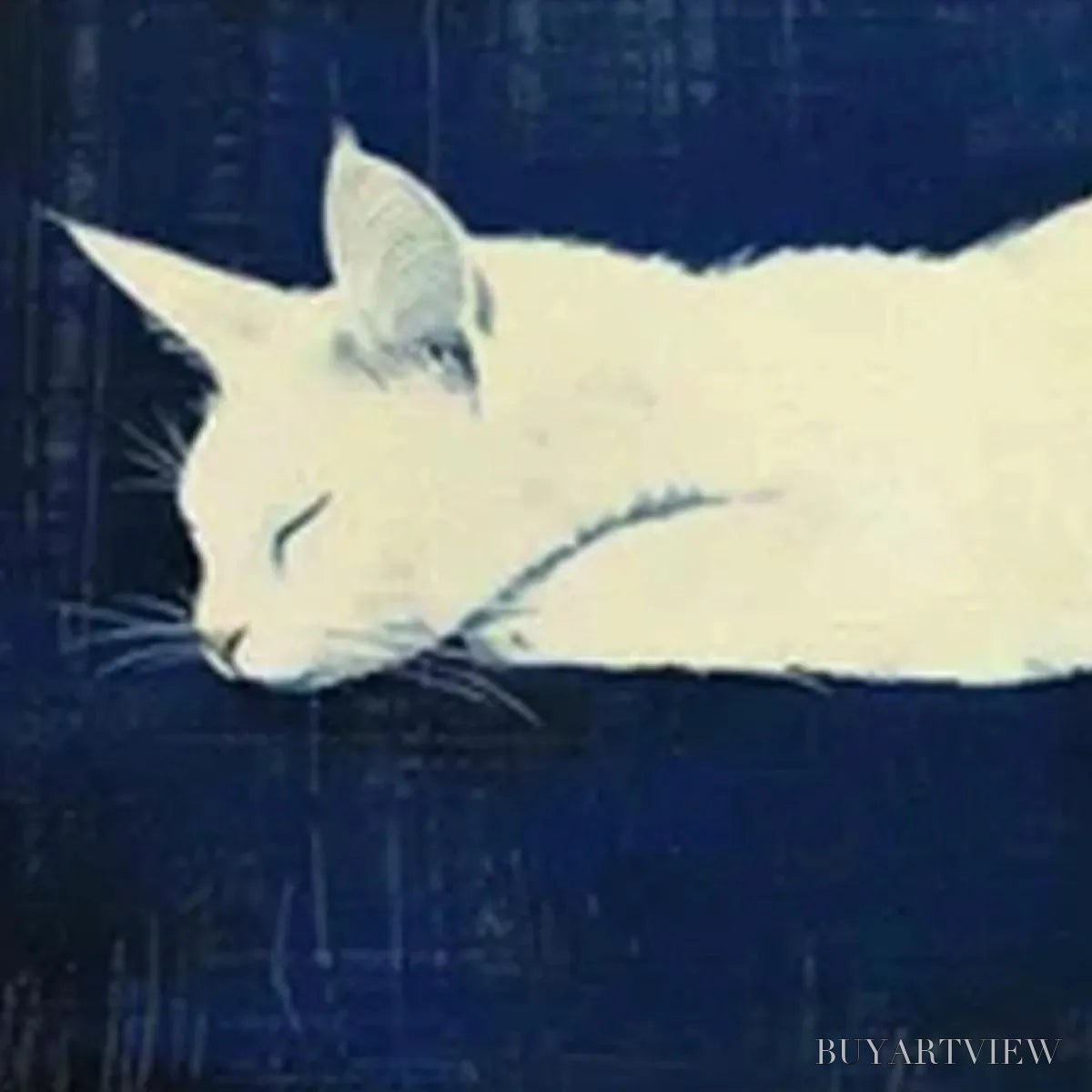 BUYARTVIEW Sleeping White Cat Panoramic – Cat Painting, Panoramic , Pet Portrait - image 6