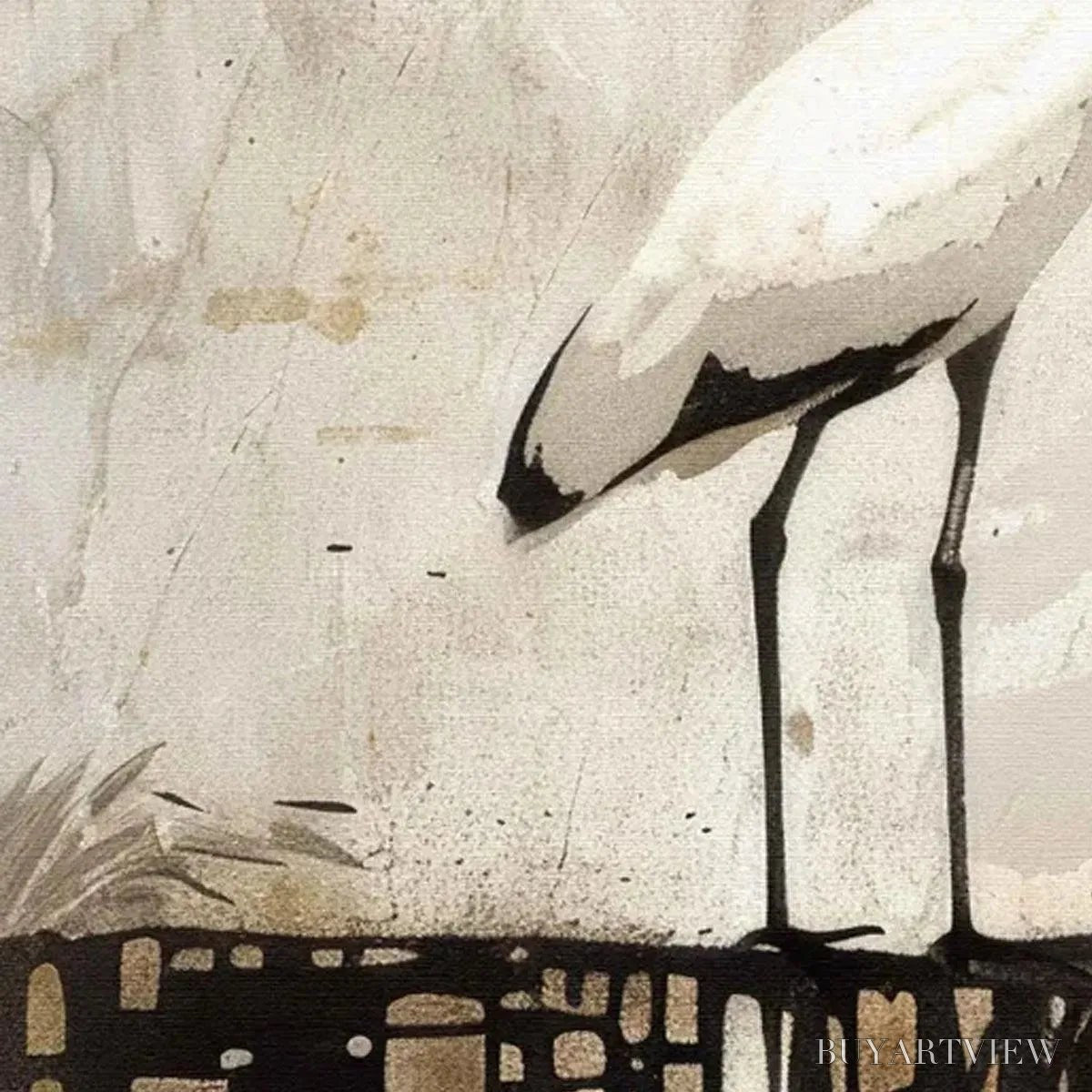BUYARTVIEW White Heron Panoramic – Heron Painting, Panoramic , Bird Art - image 5