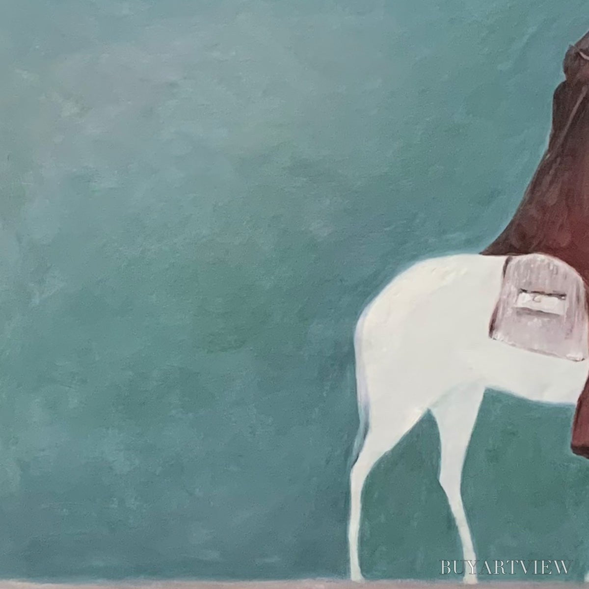 BUYARTVIEW Solitary Rider – Minimalist Horse and Rider Painting, Panoramic - image 3