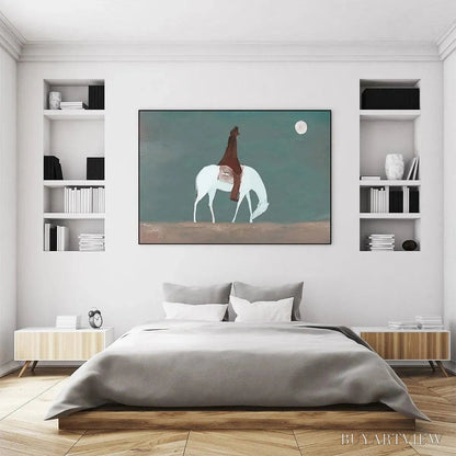 BUYARTVIEW Solitary Rider – Minimalist Horse and Rider Painting, Panoramic - image 5