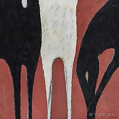 BUYARTVIEW Three Horses On Red – Minimalist Horse Painting, Vertical - image 3