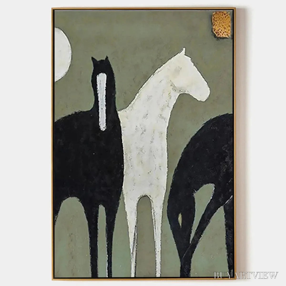 BUYARTVIEW Three Horses – Minimalist Horse Painting, Vertical - image 1
