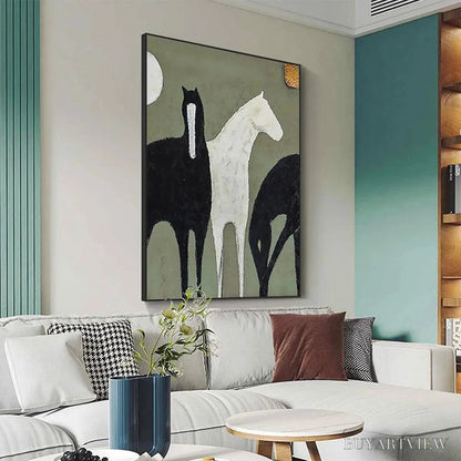 BUYARTVIEW Three Horses – Minimalist Horse Painting, Vertical - image 4