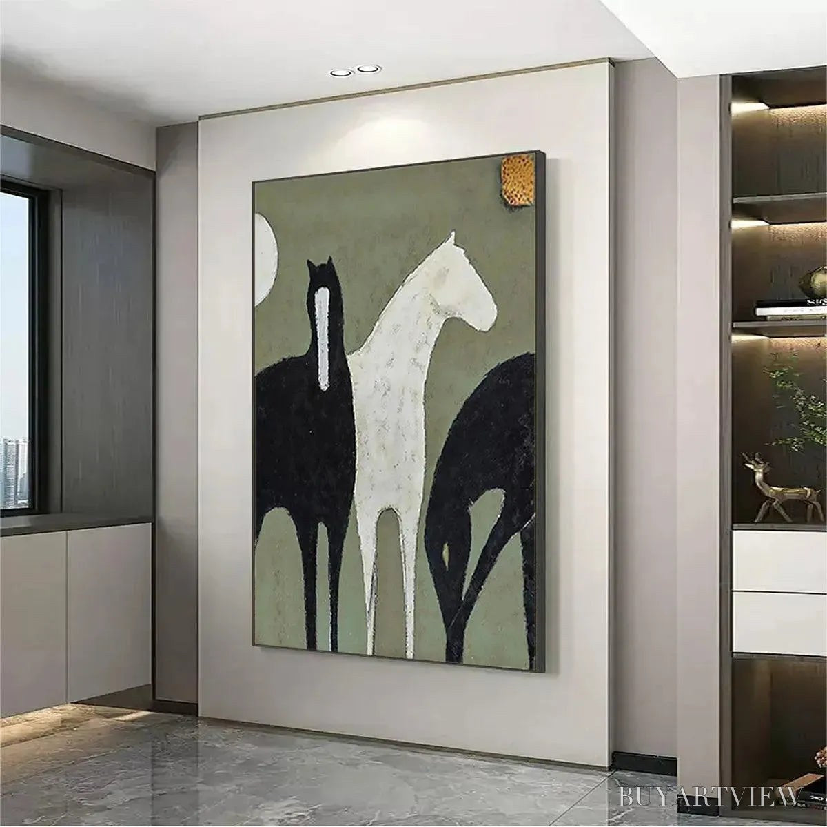 BUYARTVIEW Three Horses – Minimalist Horse Painting, Vertical - image 5