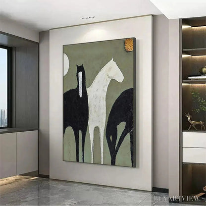 BUYARTVIEW Three Horses – Minimalist Horse Painting, Vertical - image 5