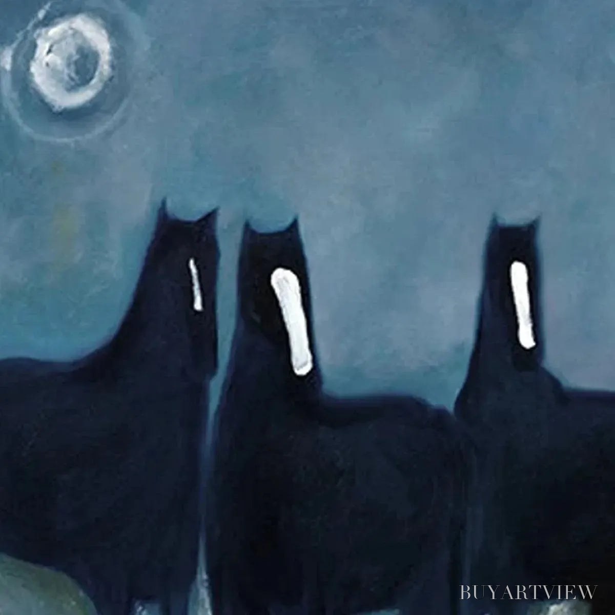 BUYARTVIEW Three Horses At Night – Minimalist Horse Painting, Vertical - image 3