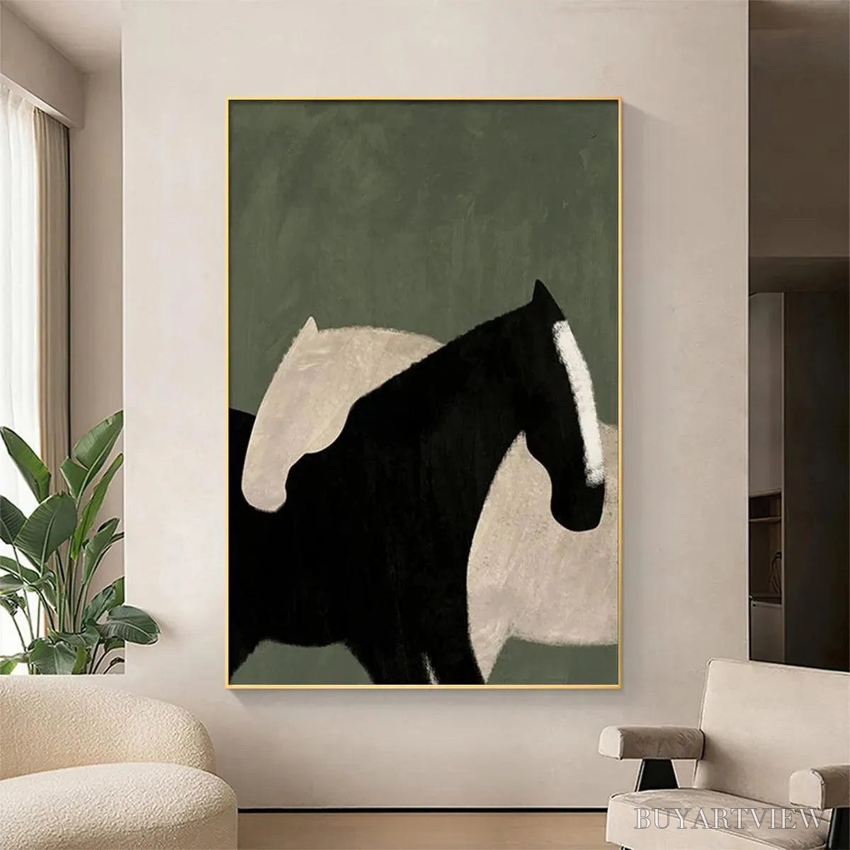 BUYARTVIEW Minimalist Horses – Abstract Horse Painting, Vertical - image 2