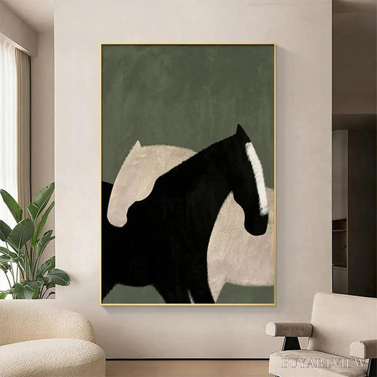 BUYARTVIEW Minimalist Horses – Abstract Horse Painting, Vertical - image 2