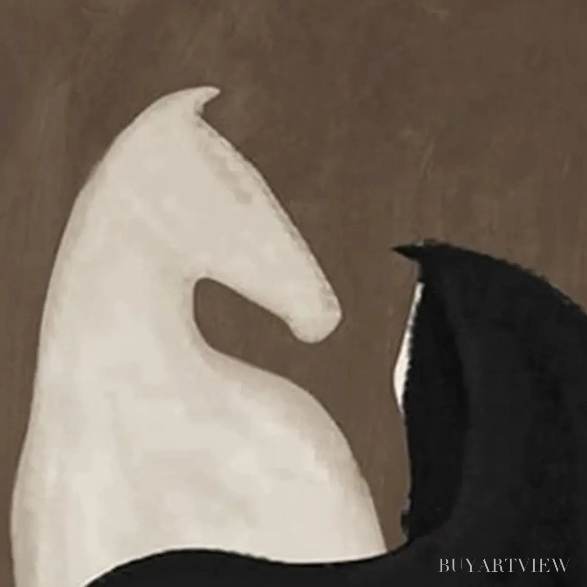 BUYARTVIEW Two Horses On Brown – Minimalist Horse Painting, Vertical - image 3