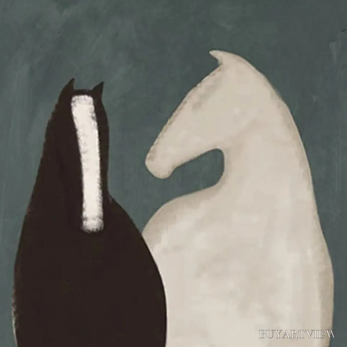 BUYARTVIEW Two Horses – Minimalist Horse Painting, Vertical - image 3