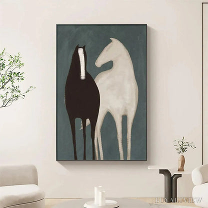 BUYARTVIEW Two Horses – Minimalist Horse Painting, Vertical - image 4