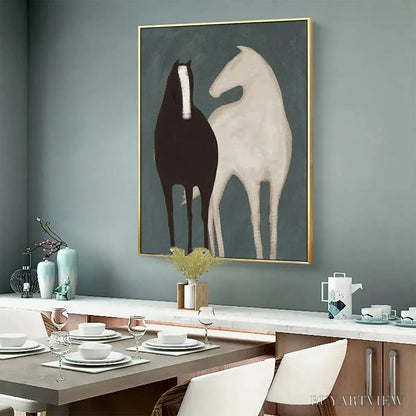 BUYARTVIEW Two Horses – Minimalist Horse Painting, Vertical - image 6