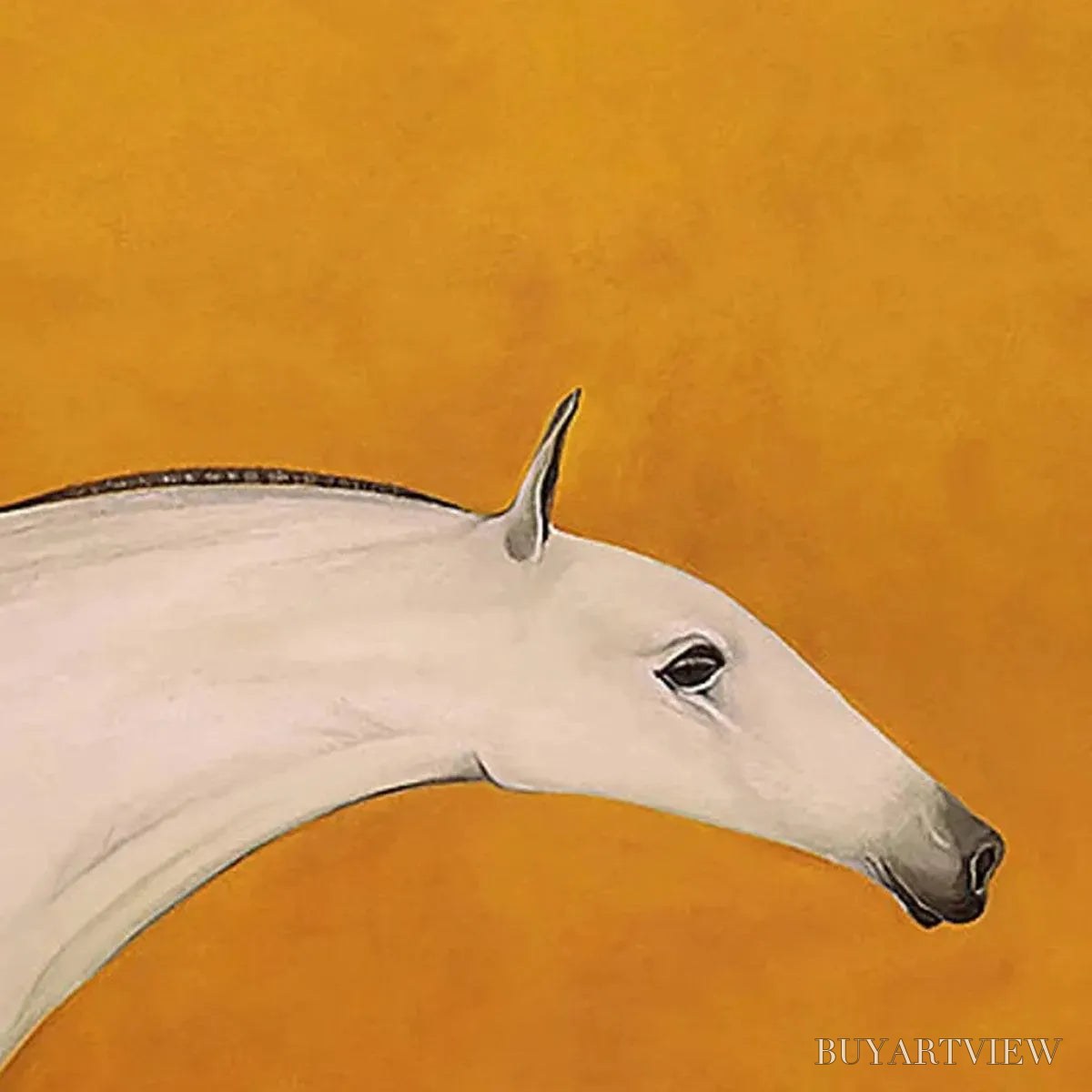 BUYARTVIEW White Horse On Yellow – Minimalist Horse Painting, Vertical - image 3
