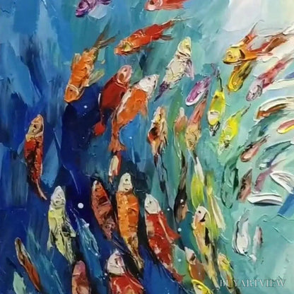 BUYARTVIEW Whirlpool of Fish – Colorful School of Fish Painting - image 3