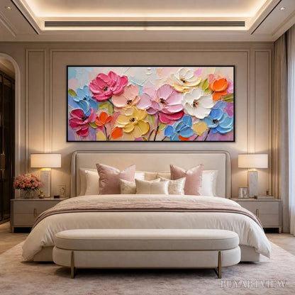 BUYARTVIEW Symphony in Bloom – Colorful Impasto Floral Palette Knife Painting - image 5