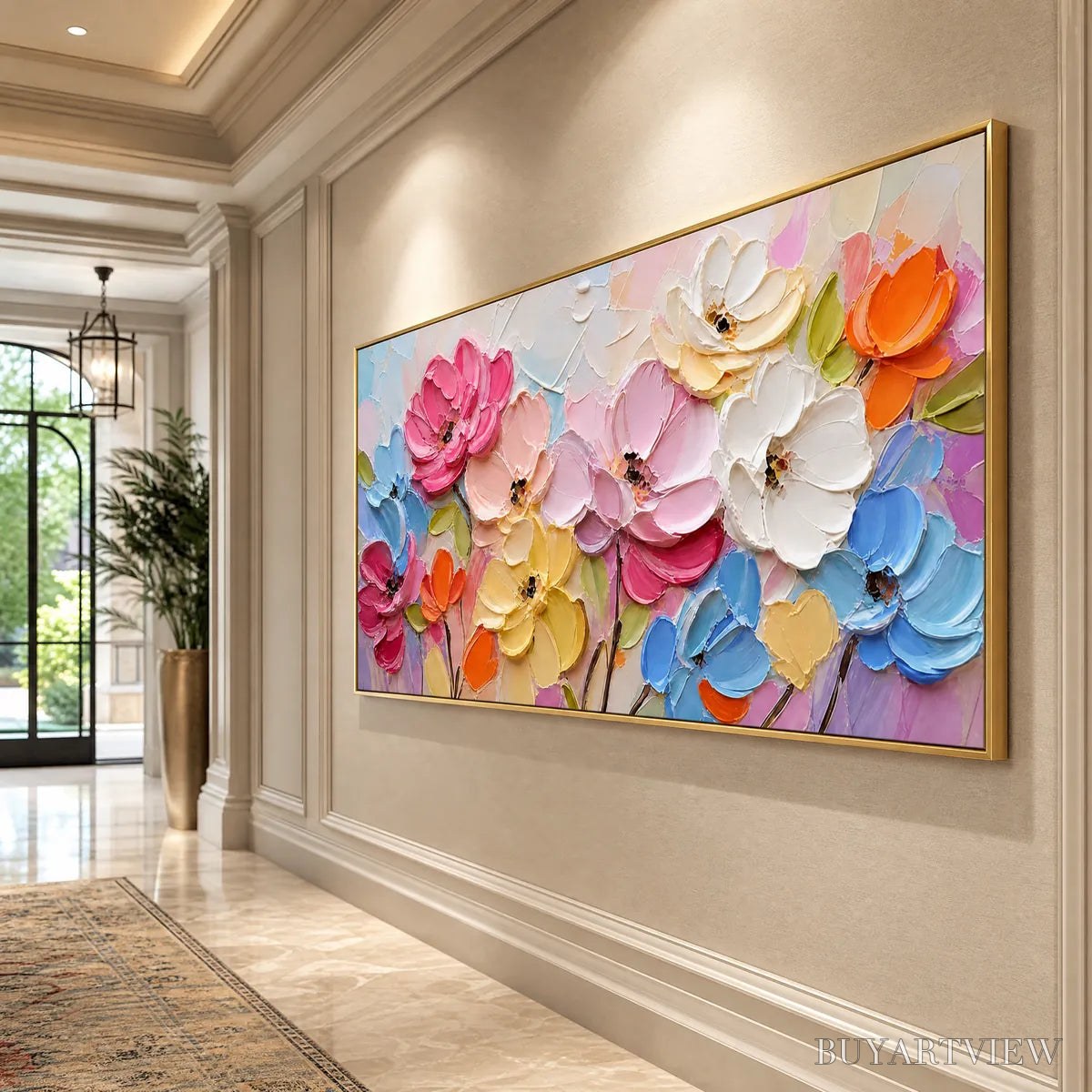 BUYARTVIEW Symphony in Bloom – Colorful Impasto Floral Palette Knife Painting - image 6