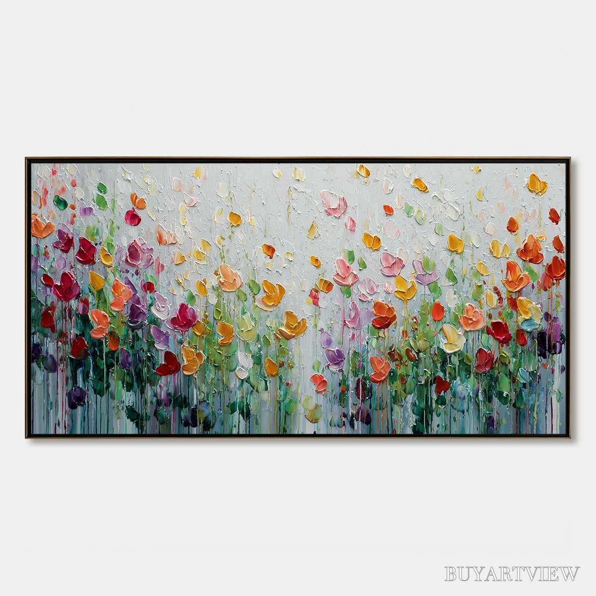 BUYARTVIEW Garden of Joy – Colorful Textured Impasto Flower Field Painting - image 1