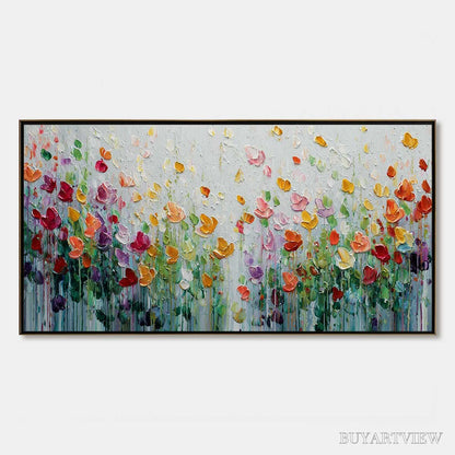 BUYARTVIEW Garden of Joy – Colorful Textured Impasto Flower Field Painting - image 1