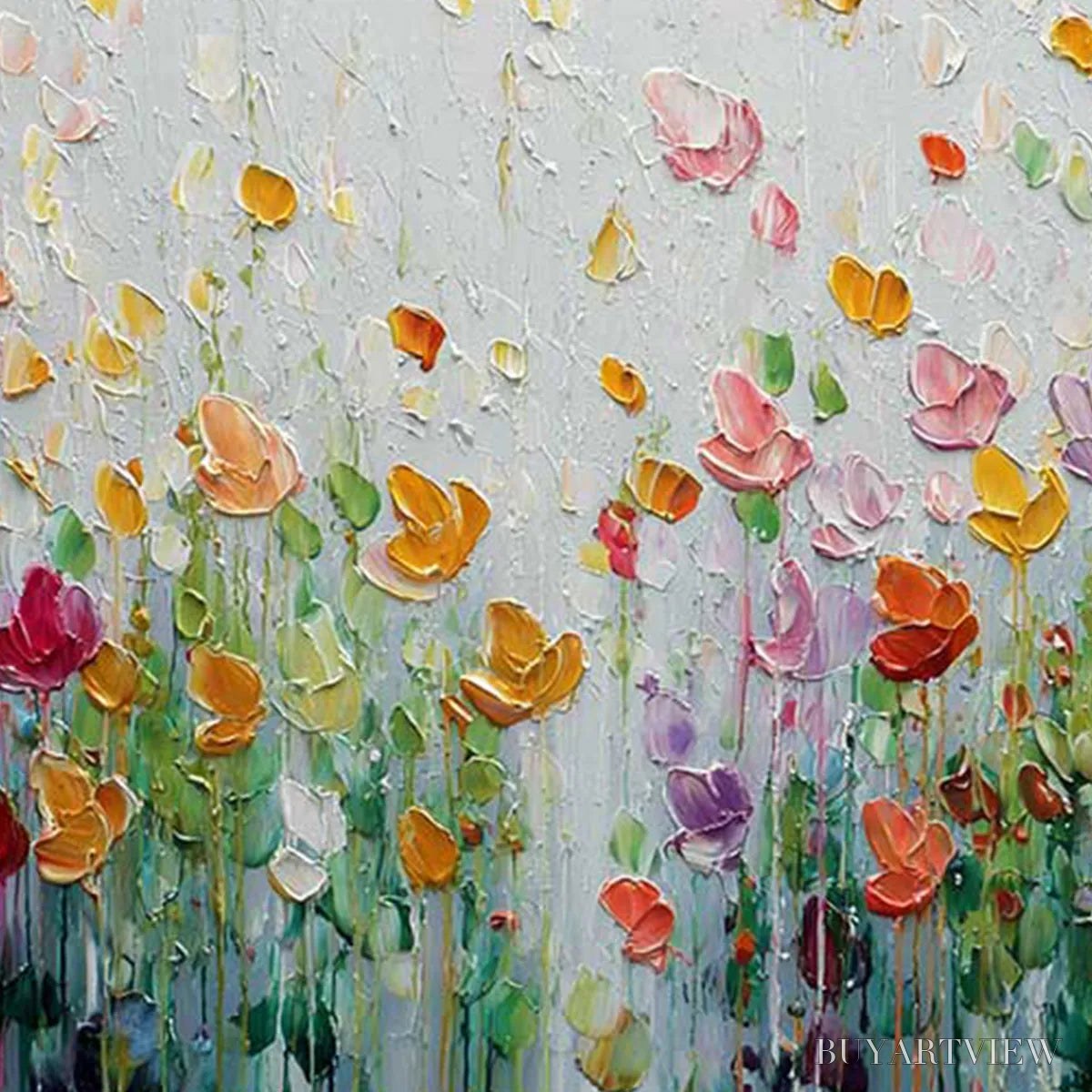 BUYARTVIEW Garden of Joy – Colorful Textured Impasto Flower Field Painting - image 3