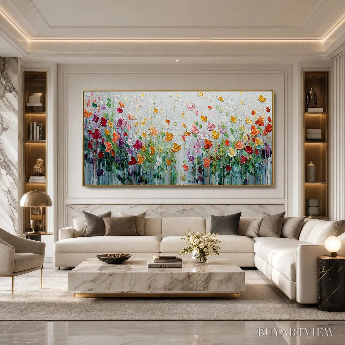 BUYARTVIEW Garden of Joy – Colorful Textured Impasto Flower Field Painting - image 4