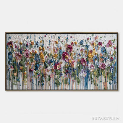 BUYARTVIEW Eternal Bloom – Colorful Textured Impasto Flower Field Painting - image 1