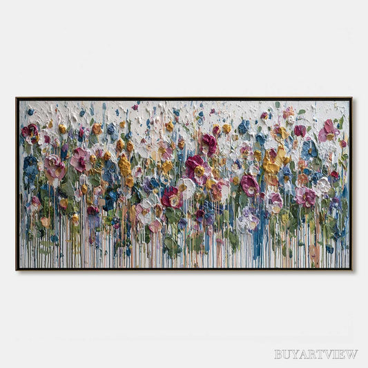 BUYARTVIEW Eternal Bloom – Colorful Textured Impasto Flower Field Painting - image 1