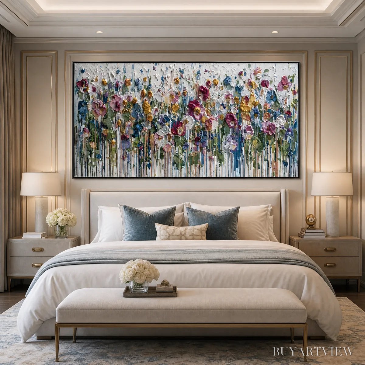 BUYARTVIEW Eternal Bloom – Colorful Textured Impasto Flower Field Painting - image 4