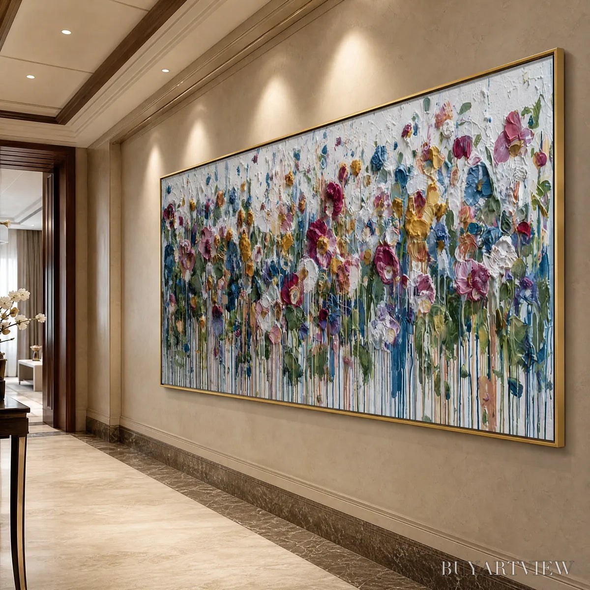 BUYARTVIEW Eternal Bloom – Colorful Textured Impasto Flower Field Painting - image 5