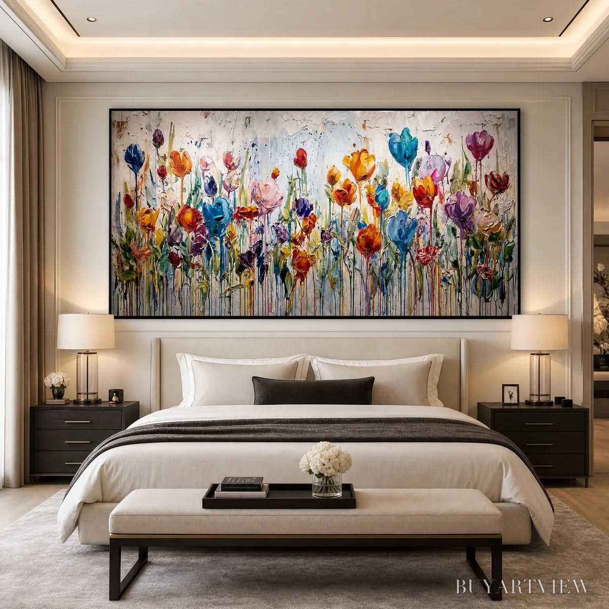 BUYARTVIEW Joyful Melody – Vibrant Abstract Flower Field Painting with Impasto Texture - image 4